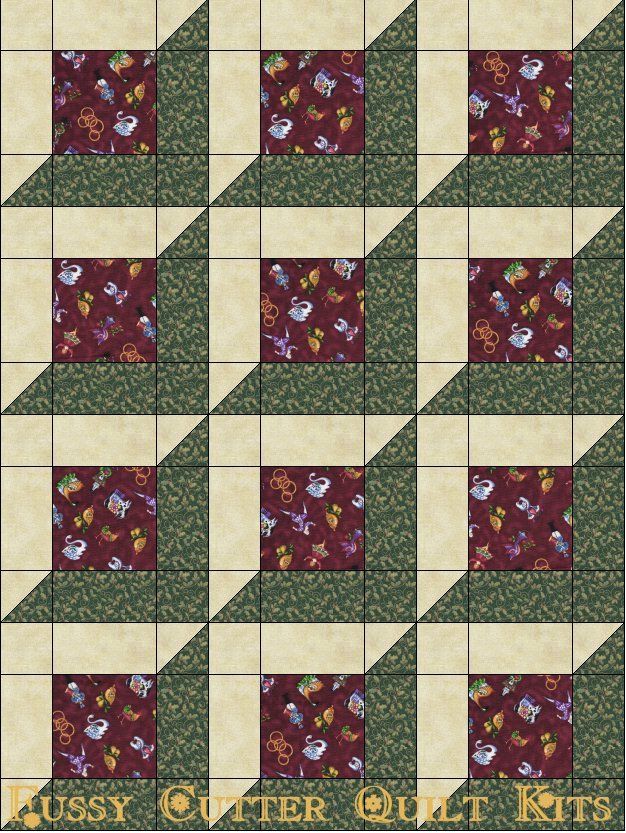 12 Days of Christmas Fabric Fast Easy Beginner Patchwork Pre-Cut Quilt Blocks Top Kit Quilting Squares Pieces Sale