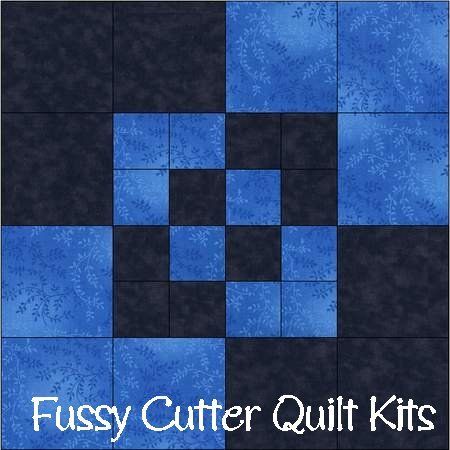 Amish Boxes Caribbean Blue Black Fabric Easy Pre-Cut Quilt Blocks Top Kit Squares