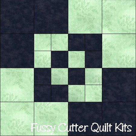 Amish Boxes Green Mint Black Fabric Easy Pre-Cut Quilt Blocks Top Kit Squares