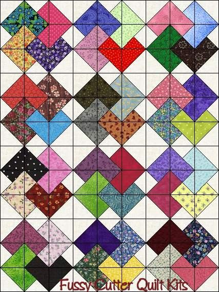 Scrappy Patchwork Fabric Card Trick Pattern Fast Easy to Make Ready to Sew Pre-Cut Quilt Blocks Top Kit