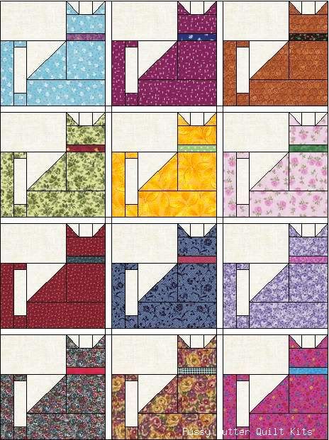 Kitty Cat Cats Pattern Calico Grab Bag of Fabric Pre-Cut Quilt Blocks Top Kit Kitty Cat Cats Pattern Calico Grab Bag of Fabric Pre-Cut Quilt Blocks Top Kit