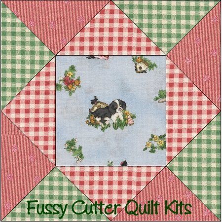 Puppies Puppy Dogs Flowers Baby Fabric Easy Pre-Cut Quilt Blocks Kit