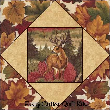 Deer Wilderness Woods Fall Autumn Fabric Quilt Top Blocks Kit Deer Wilderness Woods Fall Autumn Fabric Quilt Top Blocks Kit