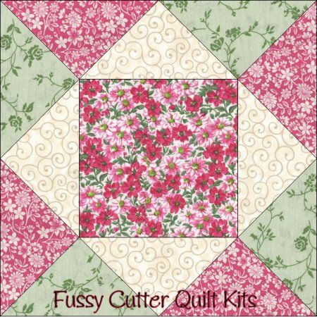 Flamingo Pink Flowers Floral Fabric Easy Beginner Pre-Cut Quilt Blocks Kit