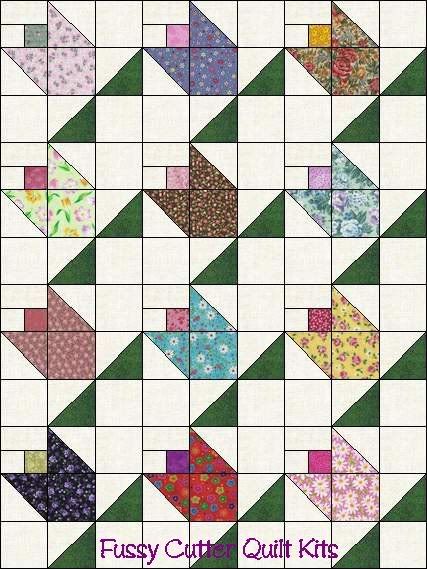 Flower Buds Pattern Grab Bag Calico Fabric Easy Pre-Cut Quilt Blocks Top Kit Flower Buds Pattern Grab Bag Calico Fabric Easy Pre-Cut Quilt Blocks Top Kit