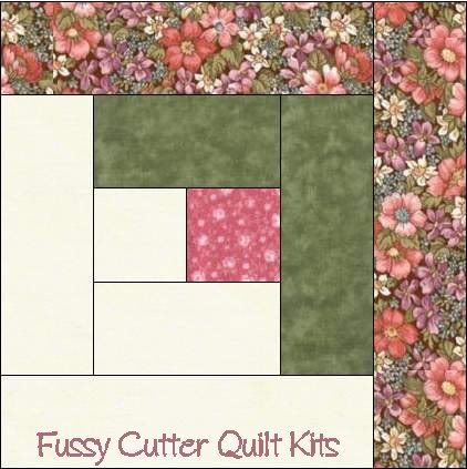 Flower Garden Floral Fabric Easy Pre-Cut Log Cabin Quilt Blocks Top Kit Flower Garden Floral Fabric Easy Pre-Cut Log Cabin Quilt Blocks Top Kit