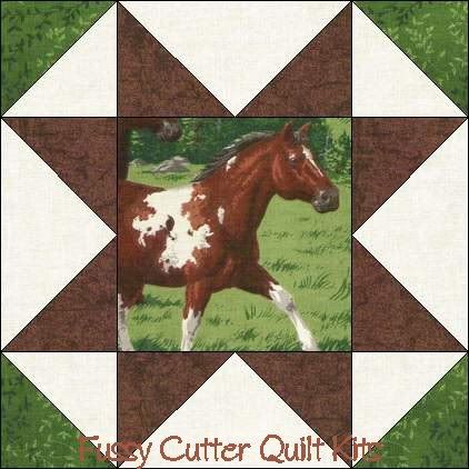 Colts Horses Mares Pony Stallion Fabric Easy Pre-Cut Quilt Blocks Top Kit