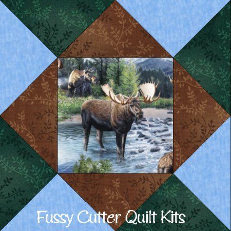 Moose Lake Scenic Wilderness Fabric Easy Pre-Cut Quilt Blocks Kit