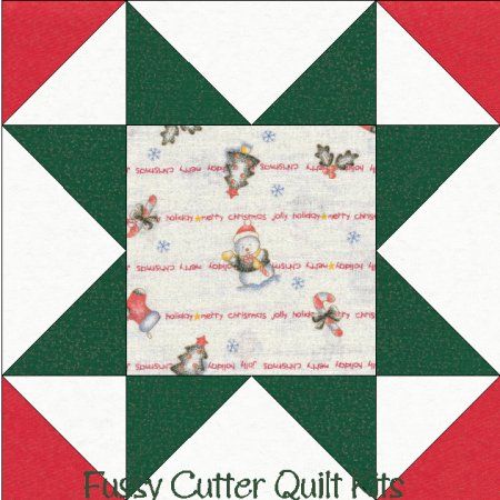 Christmas Glitter Snowman Tree Candy Fabric Easy Pre-Cut Star Quilt Blocks Top Kit