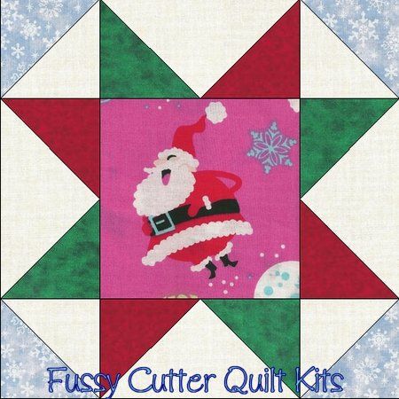 Santa Sleigh Pink Christmas Fabric Easy Pre-Cut Quilt Blocks Top Squares Kit