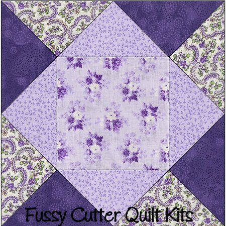 Purple Lavender Roses Floral Fabric Easy Pre-Cut Quilt Blocks Kit