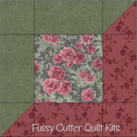 Dusty Rose Mauve Roses Sage Floral Fabric Fast Easy Pre-Cut Quilt Blocks Kit