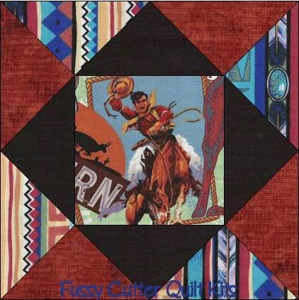 Southwestern Cowboy Horses Fabric Easy Pre-Cut Quilt Blocks Kit