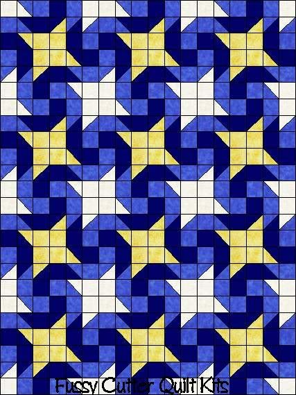 Starry Night Blues Fabric Easy to Make Pre-Cut Quilt Blocks Top Kit Starry Night Blues Fabric Easy to Make Pre-Cut Quilt Blocks Top Kit