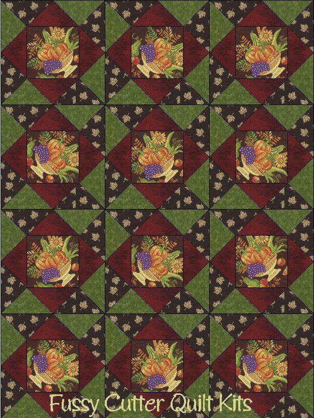 Thanksgiving Fall Autumn Harvest Sunflower Pumpkin Fabric Fast Easy Beginner Patchwork Pre-Cut precut Quilt Blocks Top Kit Quilting Squares