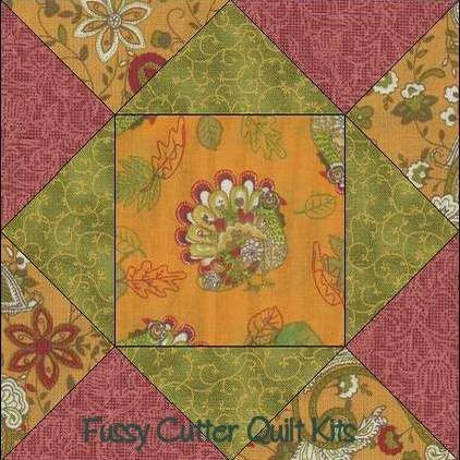 Thanksgiving Turkey Maple Leaf Fabric Easy Pre-Cut Quilt Blocks Top Squares Kit
