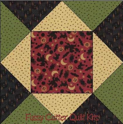Witch Bat Cat Spider Pumpkin Halloween Fabric Easy Pre-Cut Quilt Blocks Kit Witch Bat Cat Spider Pumpkin Halloween Fabric Easy Pre-Cut Quilt Blocks Kit