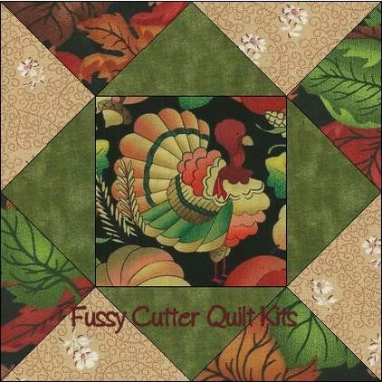 Thanksgiving Turkey Pumpkins Autumn Fall Fabric Easy Pre-Cut Quilt Blocks Kit