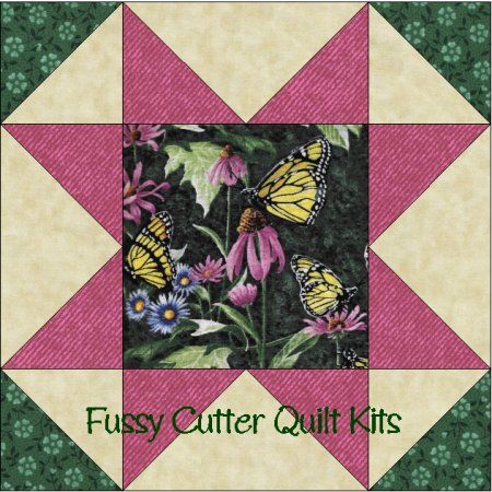 Monarch Butterfly Butterflies Flowers Floral Fabric Easy Pre-Cut Quilt Blocks Kit