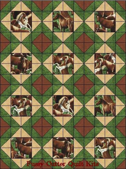 Wild Horses Western Horse Colts Fabric Easy Pre-Cut Quilt Blocks Top Kit Wild Horses Western Horse Colts Fabric Easy Pre-Cut Quilt Blocks Top Kit