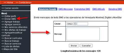 enviar mensaje de texto desde internet venezuela
