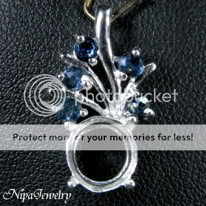 5mm.Round Semi Mount Silver Pendant Blue Sapphire  