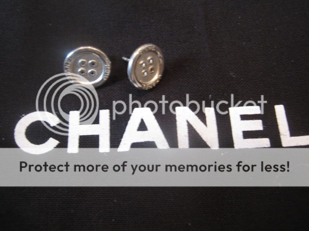 CHANEL SILVER PIERCED EARRINGS STAMPED CHANEL PARIS FRONT NEW  